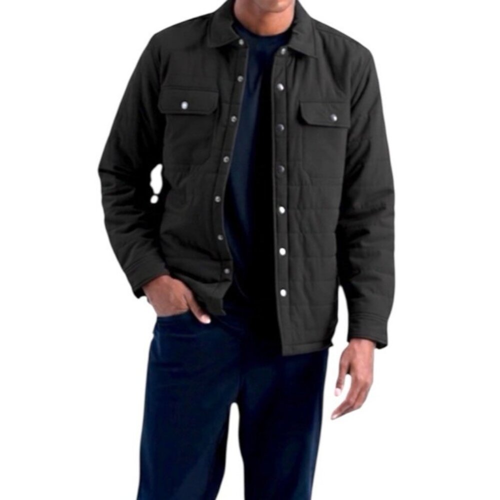 ROW Right Of Way Black Quilted Button Up Insulated Casual Workwear Jacket XXL